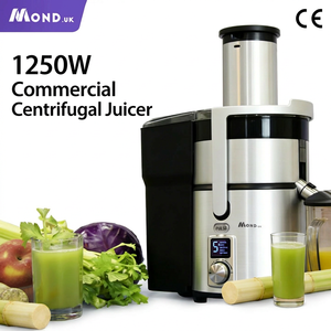 Extractor de Jugos Comercial Mond.uk de 1250W, con Boca de Alimentación Grande de 85mm, Alto Rendimiento, Totalmente Automático, de Acero Inoxidable, Capacidad de 2000mL - Product Image 1