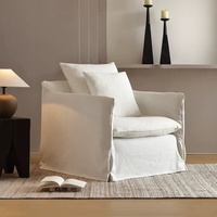 Fauteuil détachable et lavable style Wabi-Sabi avec rembourrage en éponge, mobilier de salon pour gîte, hôtel, petit appartement