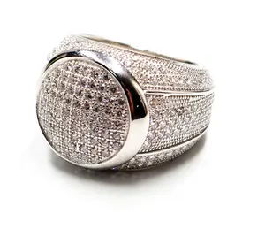 Nhẫn Thép Không Gỉ Trang Sức Khắc Hiphop Tùy Chỉnh Nhẫn Zirconia Bạc Sterling 925 Nhẫn Hiphop Cho Nam Nữ