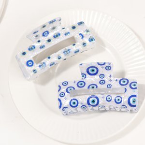 Barrette à cheveux en plastique personnalisée pour femmes et filles, style européen américain, œil de diable bleu, 8,5x5 cm, pour mariage - Product Image 3