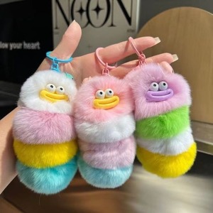 Phim hoạt hình Pompom chú hề <span class=keywords><strong>Keychain</strong></span> plushies sang trọng nhồi xúc xích Miệng Lớn <span class=keywords><strong>Keyring</strong></span> Y2K đầy màu sắc Thỏ lông Mặt dây chuyền ba lô trang trí - Product Image 1