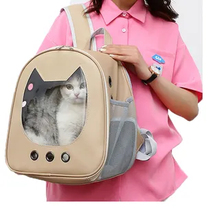 Mochila portátil barata para perros pequeños, bolsa de transporte con ventana transparente para mascotas, mochila transpirable de viaje para gatos
