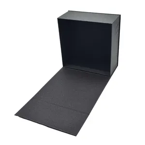 Prezzo all'ingrosso Custom scatola regalo magnetica con coperchio in cartone rigido pieno di chiusura pieghevole in bianco e nero di lusso
