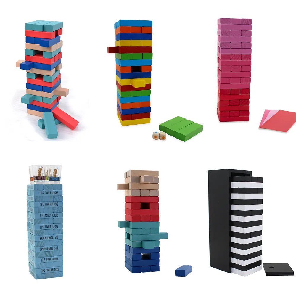 Any size any color can be customized in a variety of colours Tumble Tower with Dice,Colorful Stacking Block Party Game