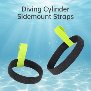 Sangles de fixation latérale pour bouteille de plongée, noires avec boucle vert citron, bande en nylon réglable pour équipement de plongée sous-marine - Product Image 1