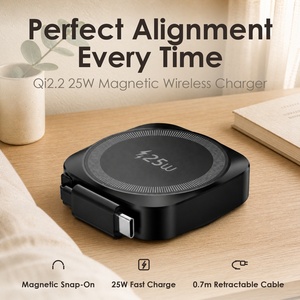 Chargeur Magnétique Sans Fil Qi2.2 25W à Charge Rapide avec Câble USB-C Rétractable de 0,7M pour iPhone 17 Samsung Logo Personnalisé OEM - Product Image 1