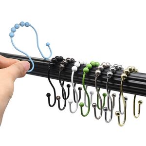 Crochets de rideau de douche à glissement fluide, double crochet, anti-rouille, supports pour rideau de douche - Product Image 2