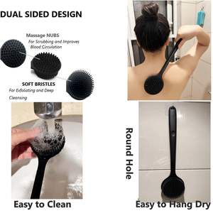 Cepillo de Baño Ovalado de Silicona Moderno con Mango Largo, Exfoliante para Espalda, para Uso en la Ducha - Product Image 2