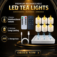 Bougies LED à flamme vacillante 3D avec télécommande et minuterie, rechargeables, certifiées CE ROHS, lot de 6, avec base de chargement et de rangement pour mariage