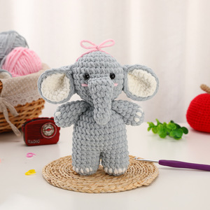 Beginner-Friendly Children's Elephant Textile Fabric Crafts Kit Eco-friendly Animal Pattern DIY Knitting Handmade Crochet Tool