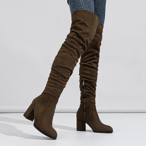 Nouvelles Bottes Femme 2026 au-dessus du Genou, Surface Douce, Effet Plissé Naturel, Talon Épais, pour Extérieur et Défilés - Product Image 5
