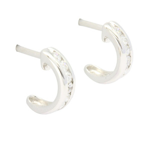 Pendientes de Aro de Diamantes Naturales Clásicos Blancos de 18K, 14K y 9K, Regalo de Boda o Compromiso de Lujo para Mujer - Product Image 3
