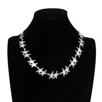 Nouveau Collier Pentagramme Rainuré pour Homme en Alliage Électroplaqué avec Chaîne en Bambou, Style Européen-Américain Transfrontalier - Polyvalent, Tendance et Élégant