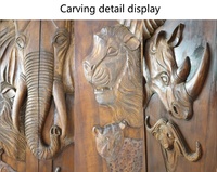 Porte intérieure en bois massif de style éléphant sculpté, sécurité pour villa au Kenya