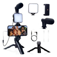 360 Kit de création vidéo portable avec poulpe selfie bâton trépied LED Microphone éclairage mains libres pour la photographie de téléphone