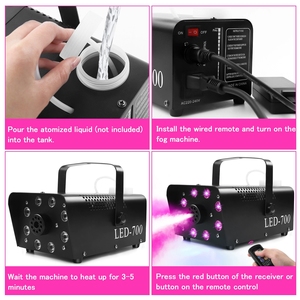 Nouvelle unité d'effets spéciaux professionnelle 700W RGB 3-en-1 LED Mini Générateur de Brouillard avec Télécommande Sans Fil IP20 Utilisation Intérieure Débit de Fumée 200 CFM - Product Image 4