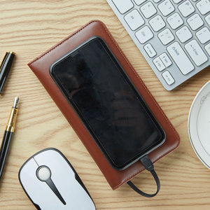 PU Leather Metal Classic Portable <b>Smart</b> Designer Magnetic Wallet with Supports Mobile Phone Charging for Cooperative Gift Items - Product Image 6