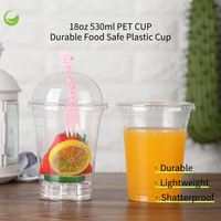 Gobelets en plastique PET rigide à paroi simple de qualité alimentaire 18 oz, durables, légers, transparents, imprimés UV, jetables, pour boissons froides glacées