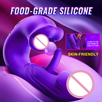 Masseur en silicone en forme de U 3-en-1, rechargeable par USB, conception multi-modes avec 7 fonctions de tapotement, de vibration et de léchage