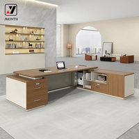 Bureau de direction moderne et élégant en forme de L pour patron ou PDG Meubles à panneaux en bois pour espace de travail de direction