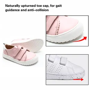 Babyhappy brevet en gros nouvelles tendances crochet et boucle enfants fille large orteil boîte pieds nus chaussures ergonomiques pour enfants fille enfant en bas âge