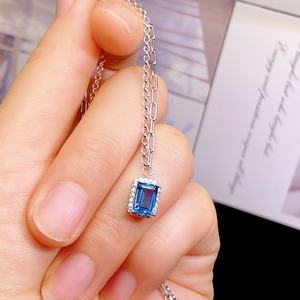 Conjuntos de Joyería Premium al por Mayor, Collar y Colgante de Circonita y Topacio Azul Londres de Moda, Diseño Cuadrado - Product Image 4