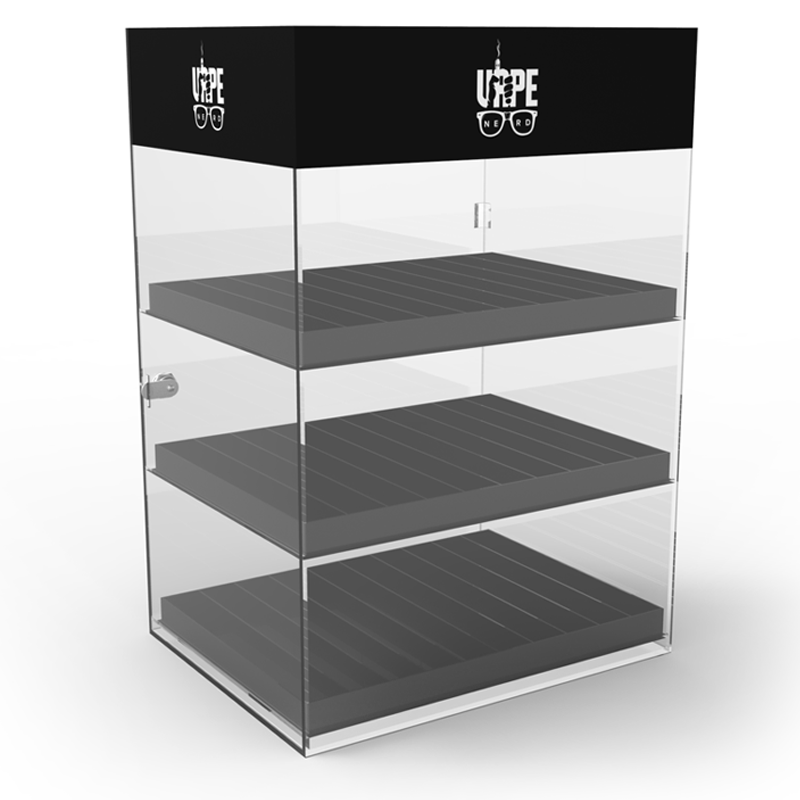 Customized Multi Layer Acrylic Display Rack Counter Top Display Rack Display Cabinet with Locker for Retail Store — view 2