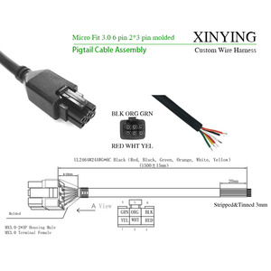 สายไฟแบบพันหุ้ม Micro Fit 3.0 6 พิน 2*3 พิน MX3.0 6 8 พิน แบบขึ้นรูปเป็นปลายตัดปิดทอง สำหรับขั้วต่อ Molex ความยาว 1.5 เมตร - Product Image 6