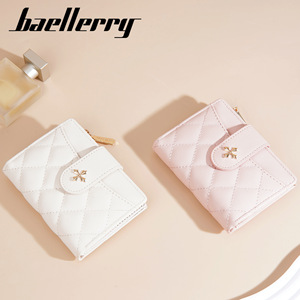 Portefeuille court pour femme Baellerry rose matelassé avec fermeture éclair, porte-monnaie multifonctionnel pour usage quotidien - Product Image 3