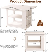 Table à manger pliante en bois avec roulettes, design élégant à 2 niveaux, rangement dissimulé, 2-4 places, meubles de salle à manger assemblés, stock US, BJ056