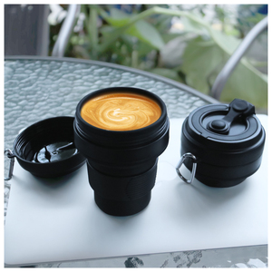 Gobelet à café réutilisable personnalisé en silicone de qualité alimentaire sans BPA, résistant à la chaleur, 350 ml, gobelet de voyage pliable en silicone avec couvercle - Product Image 1