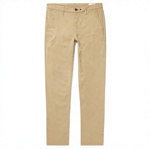 Pantalones Chinos de Sarga de Algodón Elástico Ajustados Color Caqui Personalizados al por Mayor para Hombre - Product Image 5