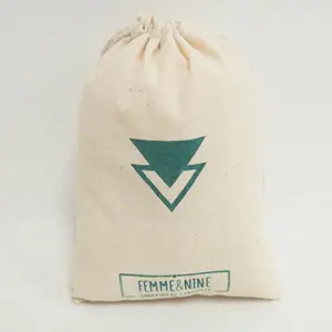 Tas tali katun mini daur ulang organik promosi dengan logo kustom layar sutra hadiah logo hijau tas tali ganda