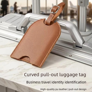 Étiquette de bagage minimaliste et polyvalente en PU, étiquette de dépose et d'embarquement, étiquette anti-perte pour valise - Product Image 4