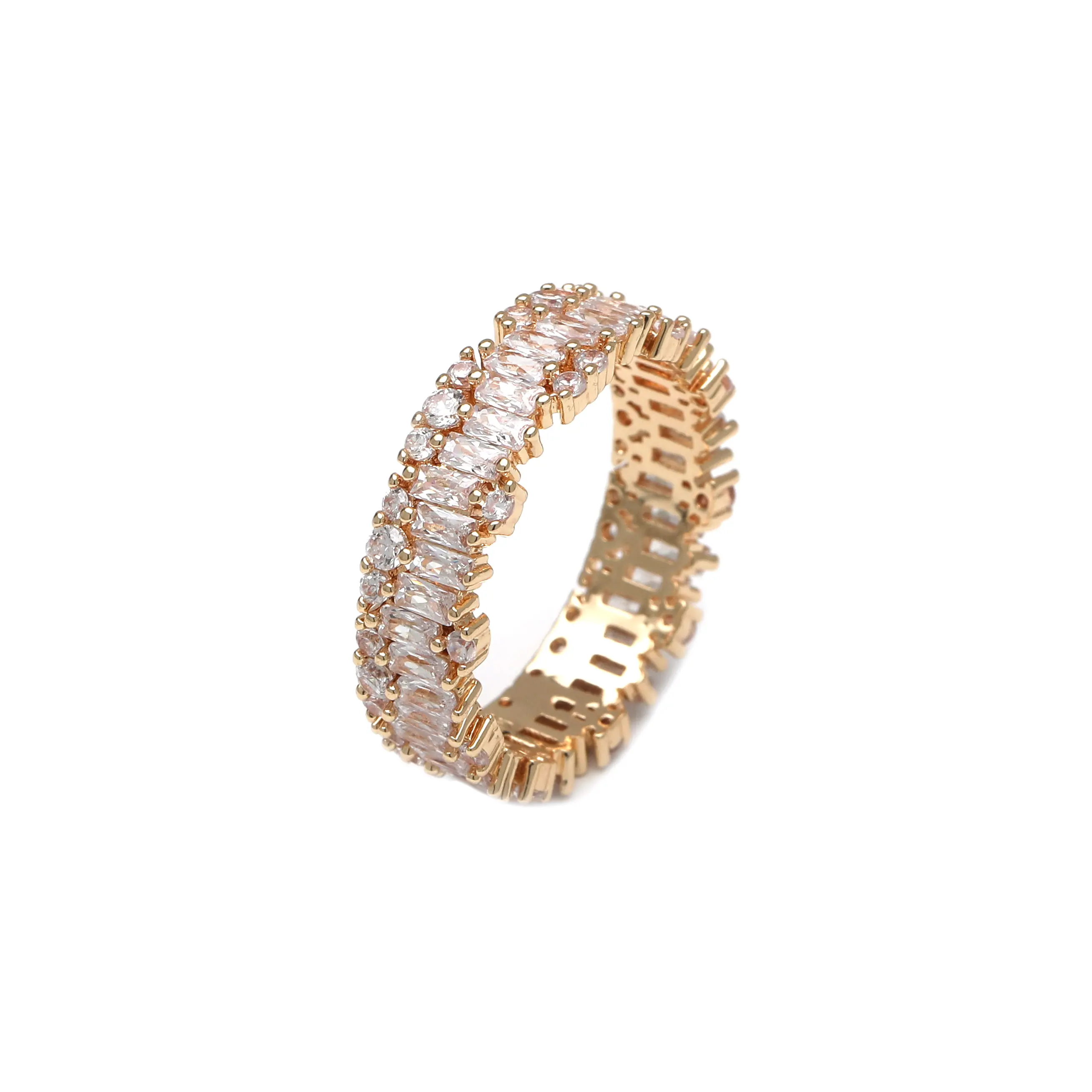 Jymoon แหวนเซอร์คอนชุบทอง18K,แหวนผู้หญิงหุ้มด้วยทองแดงชุบนิ้วชี้บุคลิกภาพแหวนเพชรของขวัญ