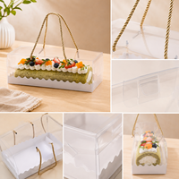 Boîte à gâteau roulé en PET transparent avec poignée en corde, emballage cadeau transparent pour gâteau roulé, dessert et pâtisserie