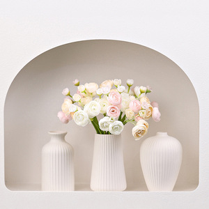 Nordic Style White Striped Premium Feel Ceramic <b>Vase</b> for Living Room Dried Flower Display Home Decor - Product Image 4