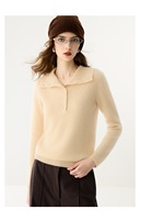 Pull en cachemire personnalisé pour femme, col semi-revers, tricoté, doux pour la peau et ajusté.