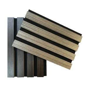 Woodupp Acupanel Walnut Wood Veneer Slats on Black Acoustic Felt Acoustic Panels Akupanels