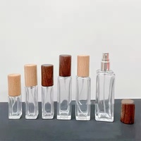 Flacon roll-on carré en verre vide 3ml 5ml 10ml 15ml pour huiles essentielles avec bouchon en bois pour soins de la peau et parfums