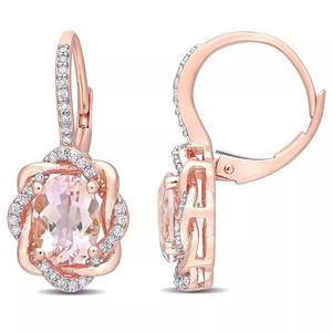 Beaux Bijoux 925 Sterling Argent Dainty Boucles D'oreilles Forme <span class=keywords><strong>De</strong></span> Fleur Zircon Rose Morganite Baisse Boucle D'oreille - Product Image 1