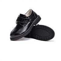Chaussures de campus noires en PU pour garçons, fermeture auto-agrippante, légères, matériau de haute qualité, semelle robuste pour tenue formelle, décontractée ou scolaire