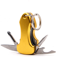 Mini-outils multifonctionnels personnalisés en métal avec tournevis, lumière LED et ouvre-bouteille, porte-clés promotionnel, accessoire publicitaire
