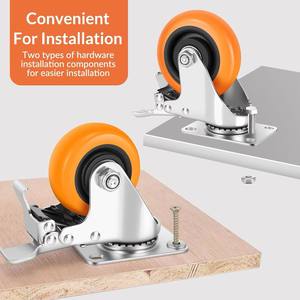 ล้อเลื่อนคอนเทนเนอร์แบบหมุนได้ ขนาด 2 นิ้ว ทำจากโพลียูรีเทน พร้อมเบรกแบบล็อคคู่ รับน้ำหนักได้ 10-40 กิโลกรัม - Product Image 5