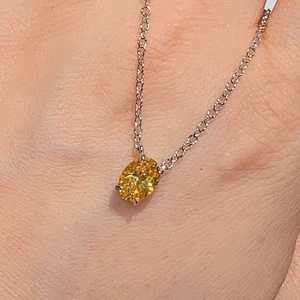 Juego de Aretes y Anillo Minimalistas, Delicados y Ecológicos, de Cobre, con Circonita Cúbica Amarilla Ovalada de 6*8MM, Elegante Juego de Joyería - Product Image 6