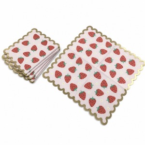 Serviettes en papier jetables imprimées fraises, en pâte de bois vierge, 2 plis, 4 volets, bord doré, pour fêtes et décorations d'anniversaire - Product Image 3