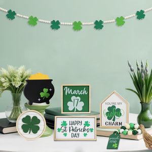 Ensemble de décorations Shamrock pour la Saint-Patrick, plateau superposé en MDF, décoration pour la maison, centre de table, fête, 6 pièces - Product Image 1