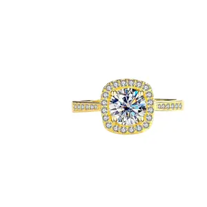 Vượt qua tter 925 sier authent D màu moissanite nhẫn của phụ nữ U vuông paa vài engt đám cưới