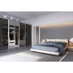 Armoire de rangement pour chambre à coucher, organisateur de rangement, étagères de rangement, placards de chambre à coucher, porte en verre, bois personnalisé, bois de luxe - Product Image 3