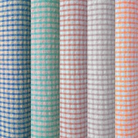 GOTS Certifié 100% Coton Vichy Check Seersucker Pour Habiller Tissu de Chemise Exigence de l'acheteur Durable Haute Qualité